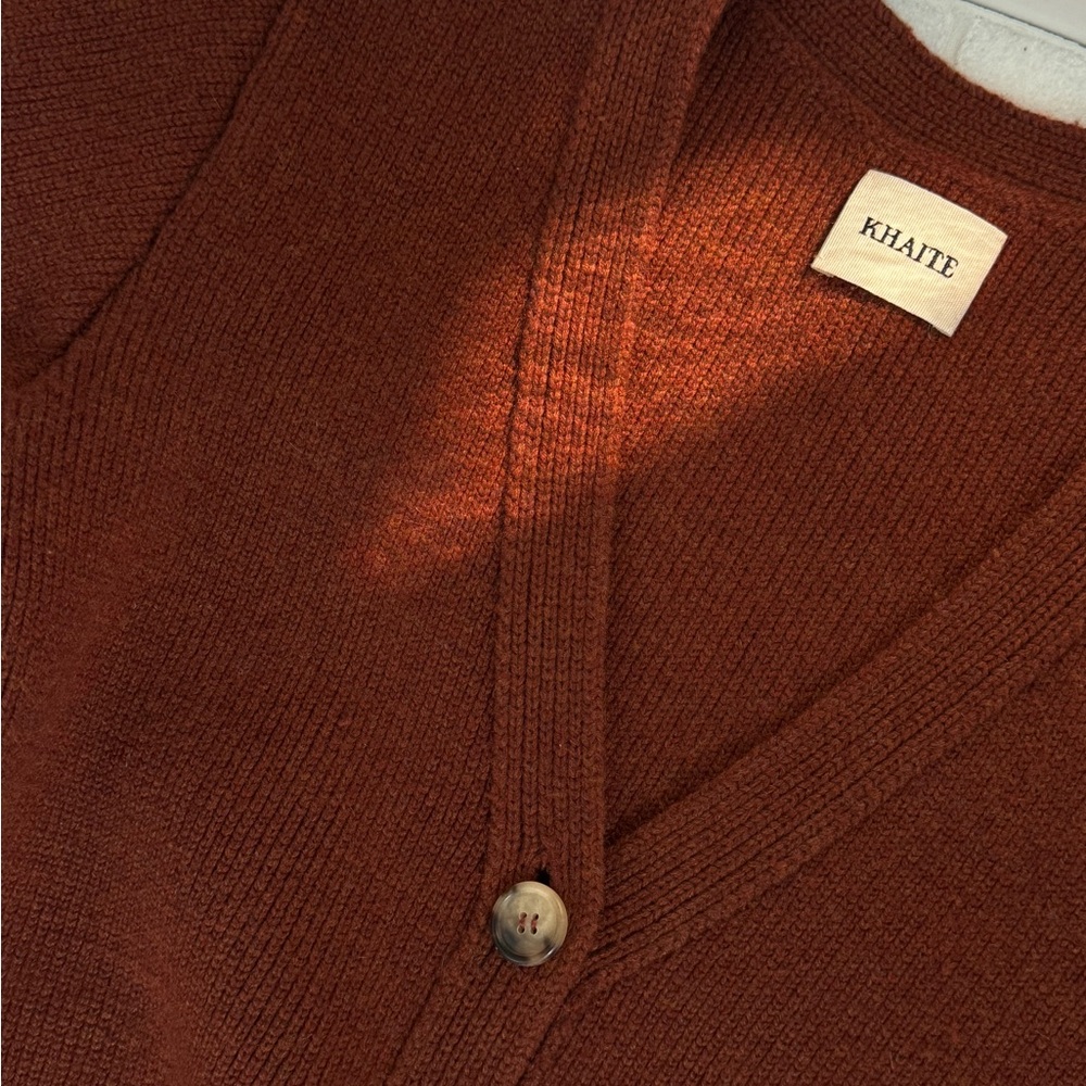 KHAITE Deep Rust Knit Cardigan